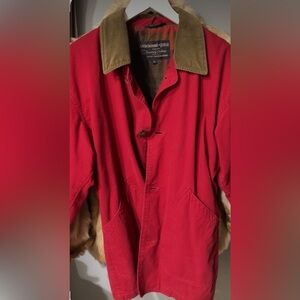 VTG red Abercrombie & Fitch Country Clothes barn chore jacket corduroy collar